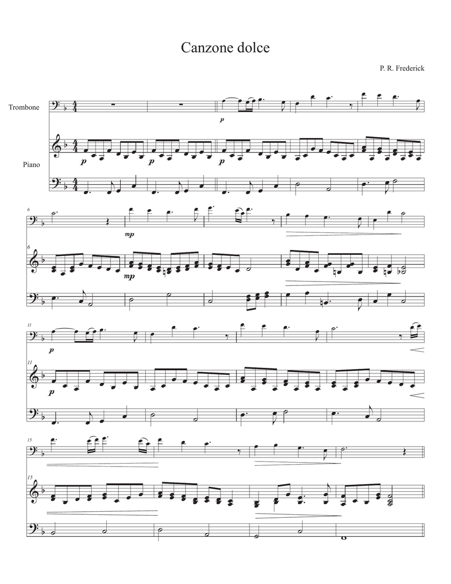 Canzone dolce (Trombone solo) Piano scores gallery preview page 2