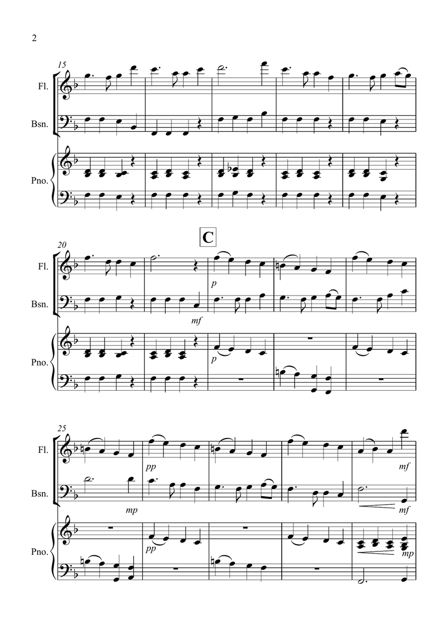 Auld Lang Syne for Flute and Bassoon Duet Woodwind Duet scores gallery preview page 2