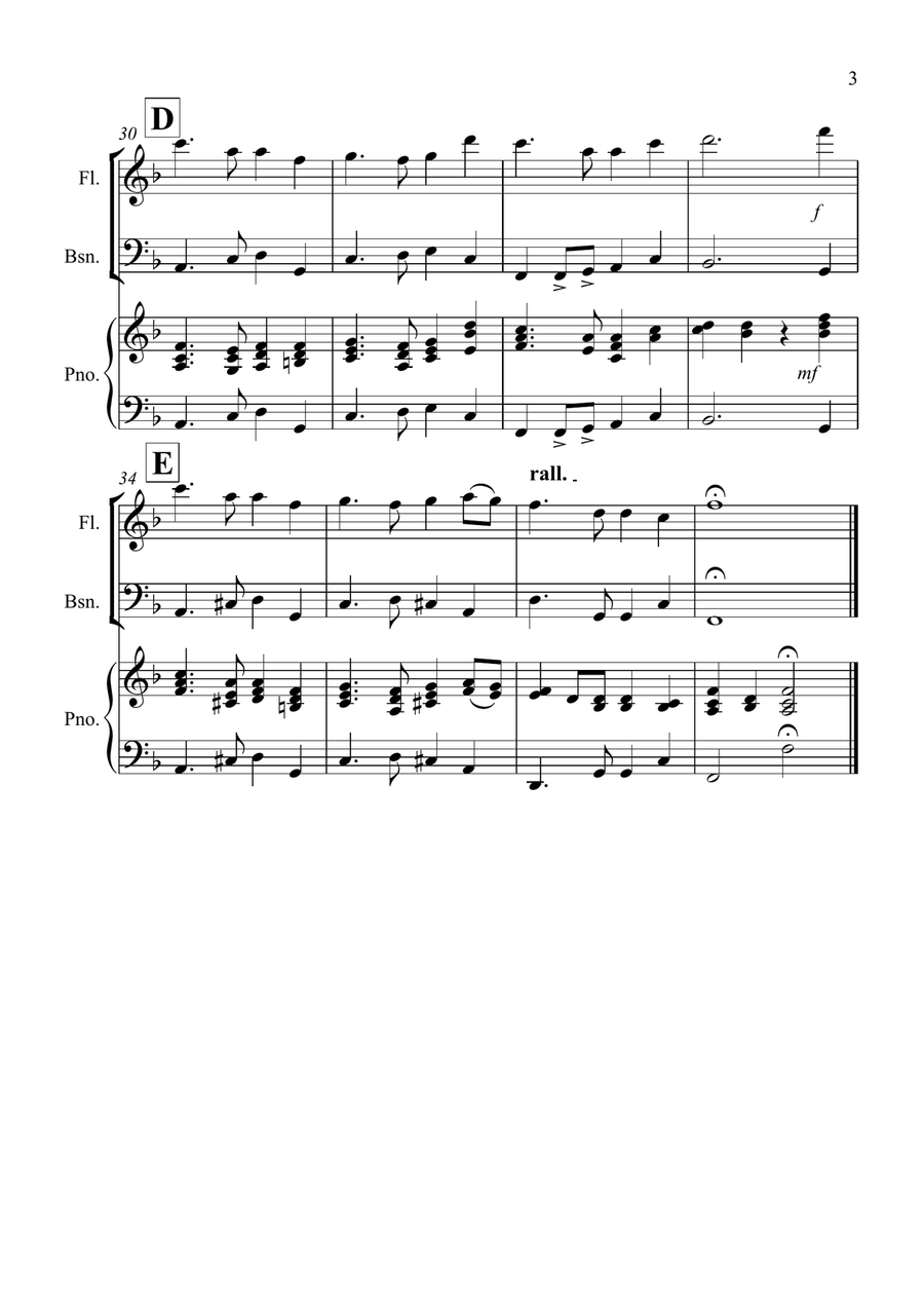 Auld Lang Syne for Flute and Bassoon Duet Woodwind Duet scores gallery preview page 3