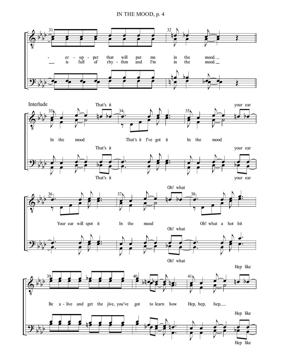 In The Mood TTBB scores gallery preview page 5