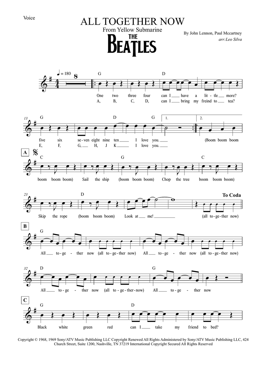 All Together Now Piano scores gallery preview page 1
