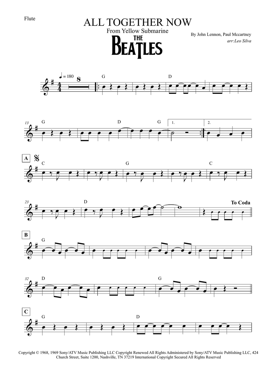 All Together Now Flute Solo scores gallery preview page 1