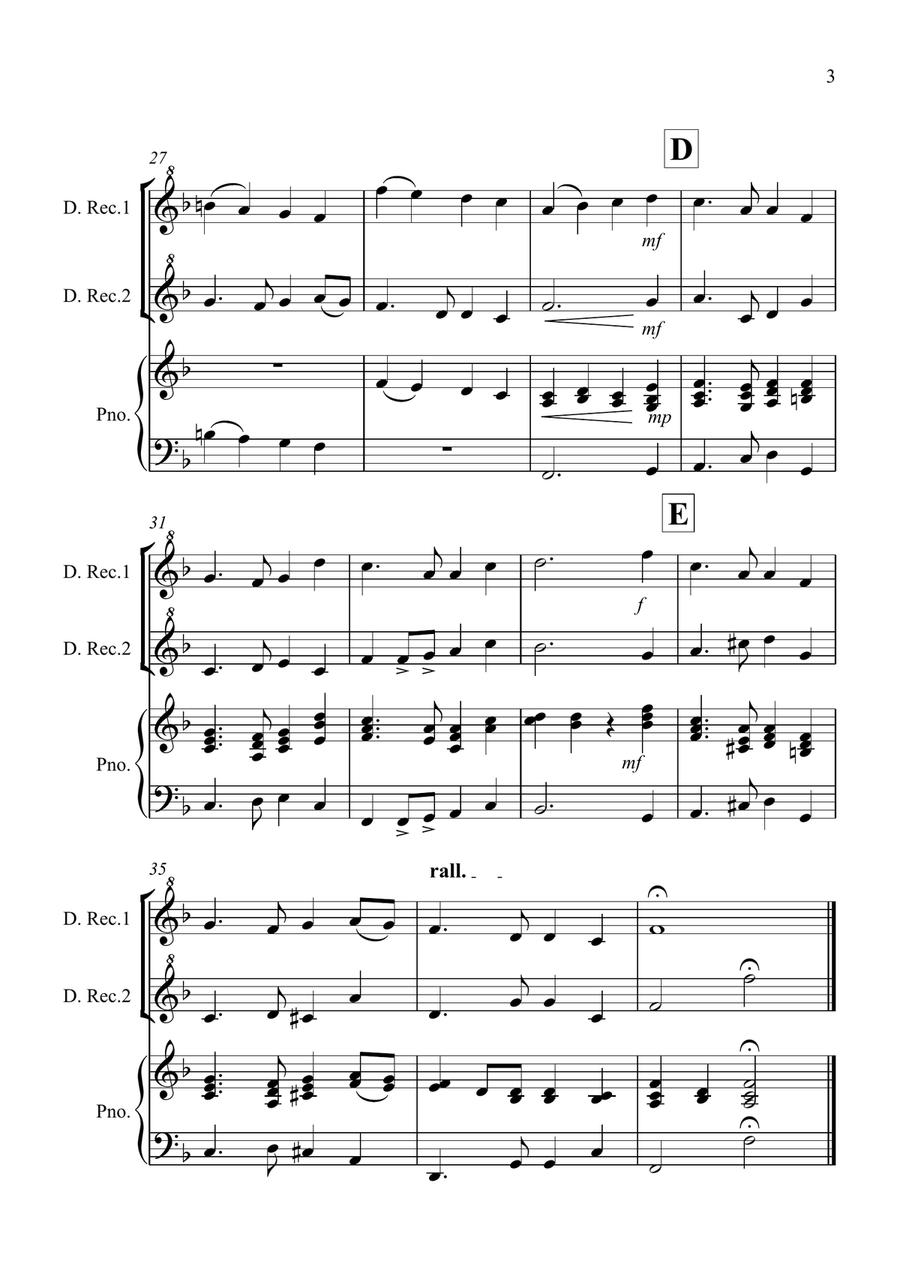 Auld Lang Syne for Descant Recorder Duet Woodwind Duet scores gallery preview page 3