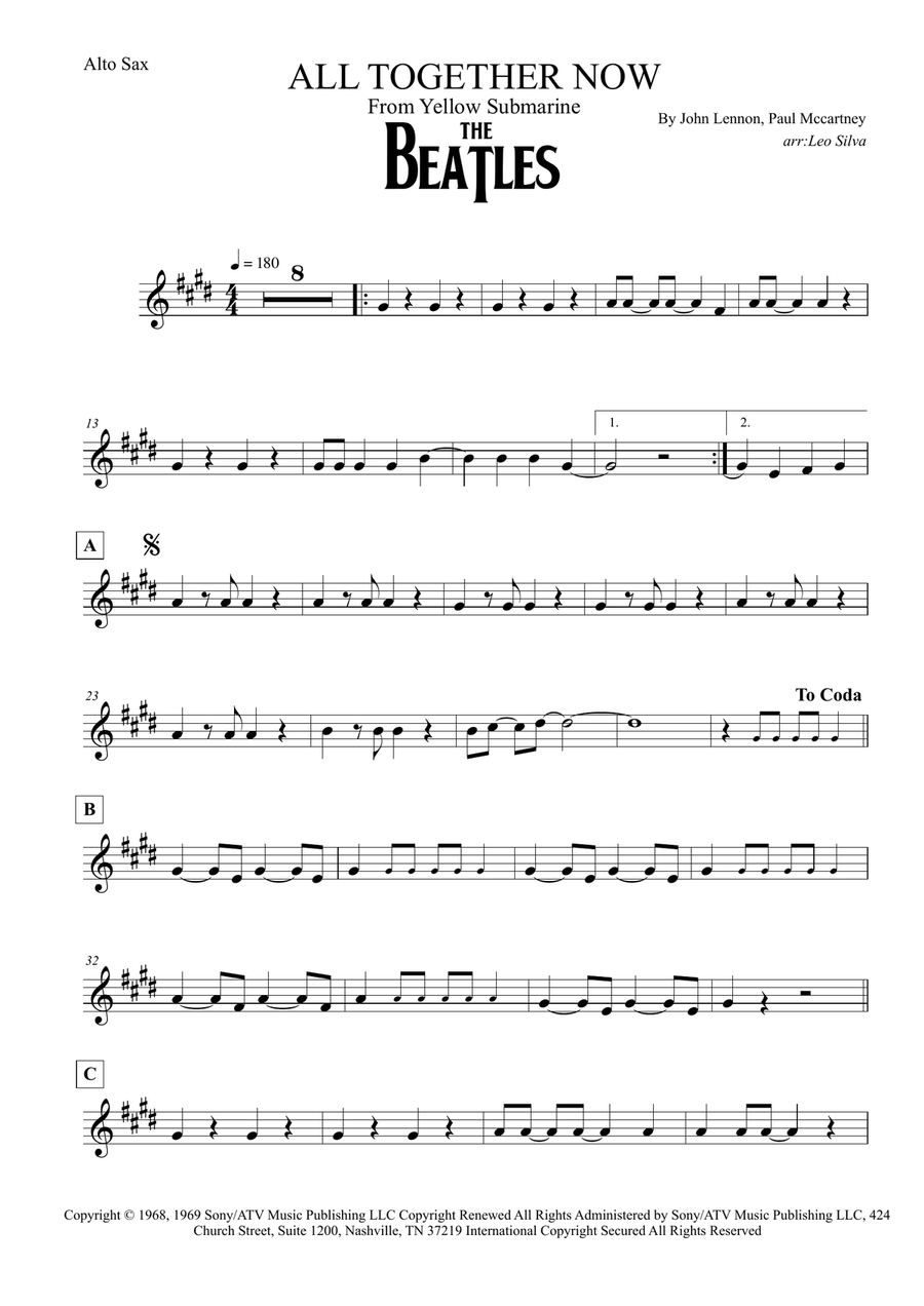 All Together Now Alto Saxophone scores gallery preview page 1