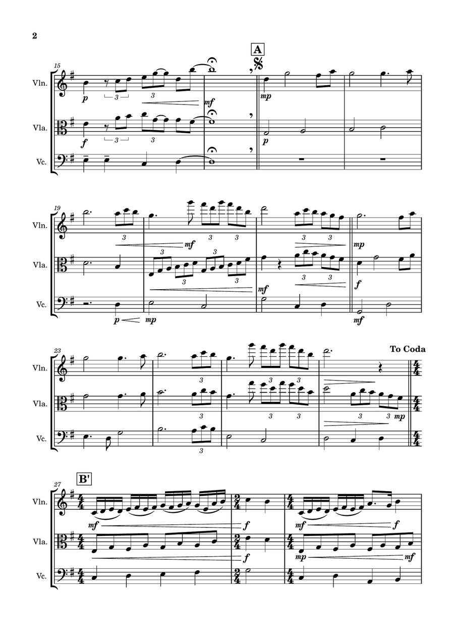 Con Te Partiro (Time To Say Goodbye) String Trio scores gallery preview page 2