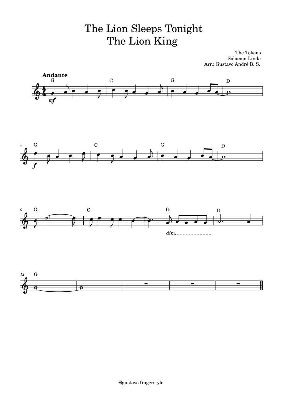 The Lion Sleeps Tonight The Lion Sleeps Tonight Easy Piano scores gallery preview page 1
