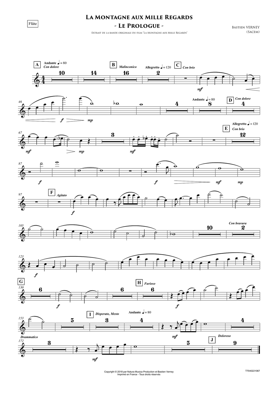 La Montagne aux Mille regards - Le Prologue - Toutes les Parties Séparées Full Orchestra scores gallery preview page 1