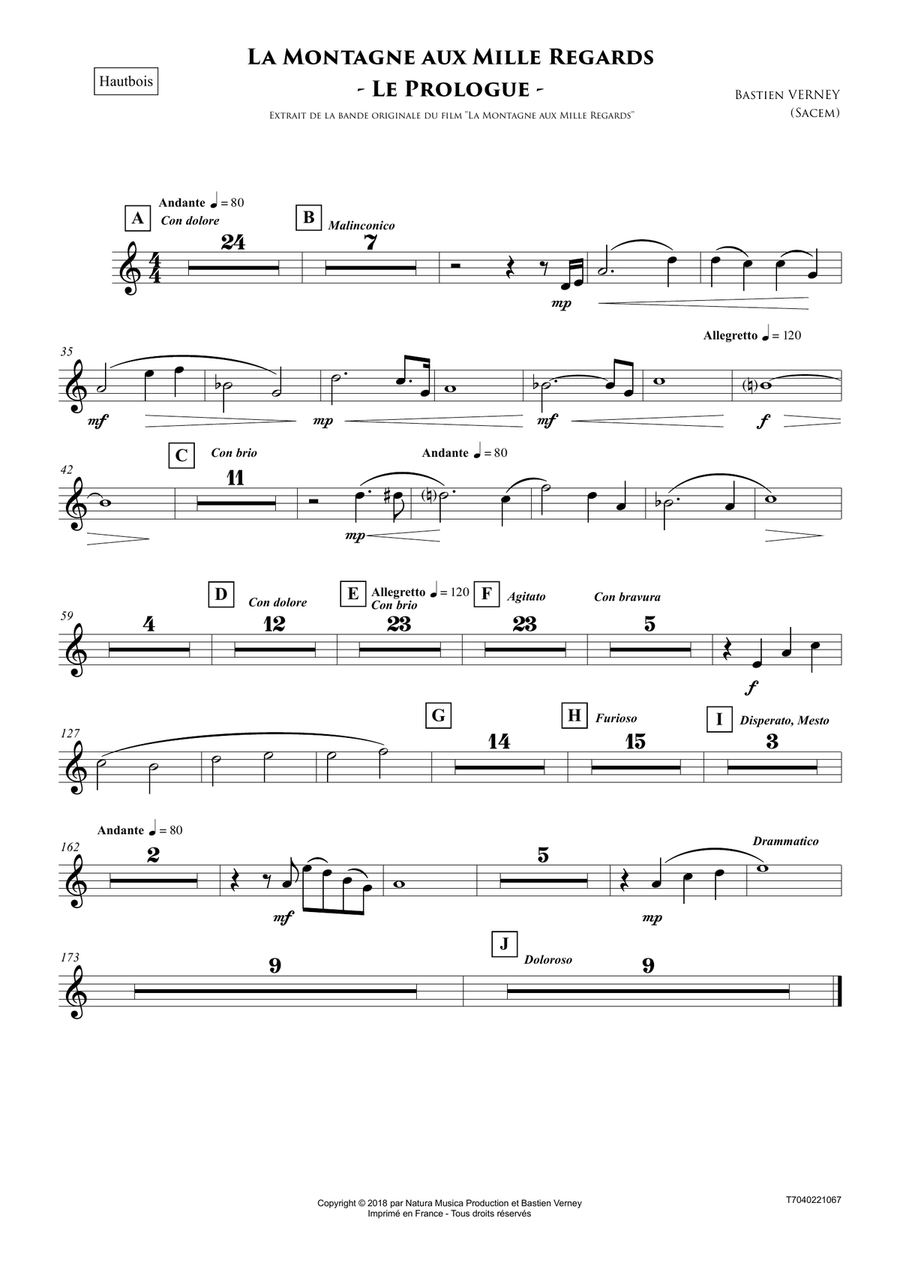 La Montagne aux Mille regards - Le Prologue - Toutes les Parties Séparées Full Orchestra scores gallery preview page 2