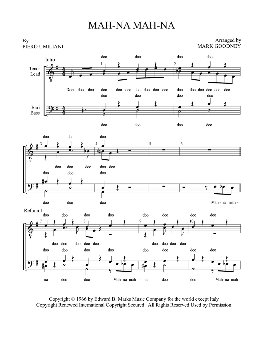 Mah-Na Mah-Na Mah-Na Mah-Na TTBB scores gallery preview page 2