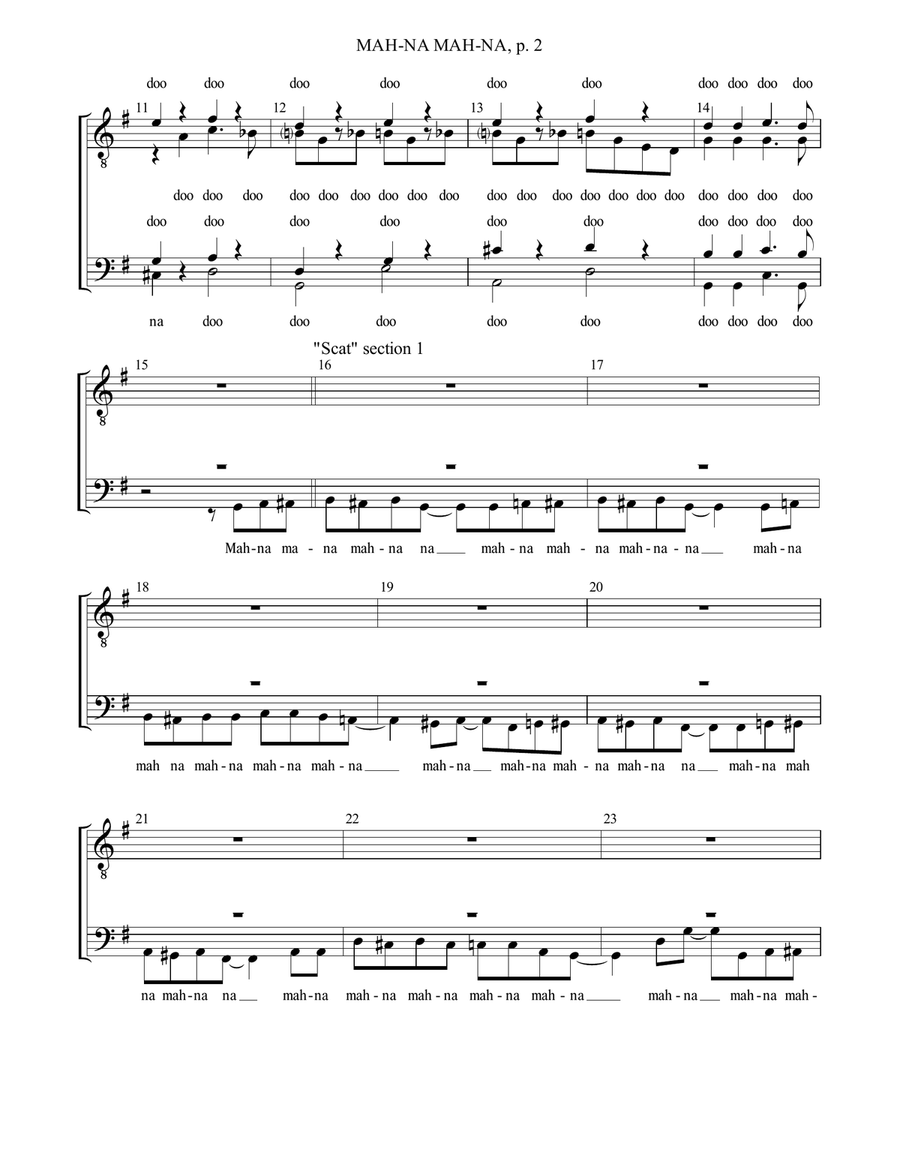 Mah-Na Mah-Na Mah-Na Mah-Na TTBB scores gallery preview page 3