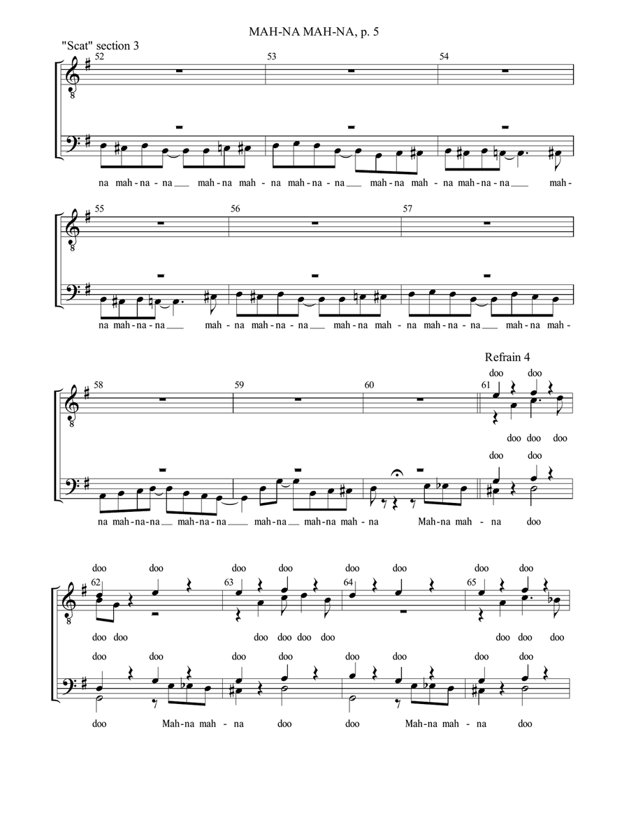 Mah-Na Mah-Na Mah-Na Mah-Na TTBB scores gallery preview page 6