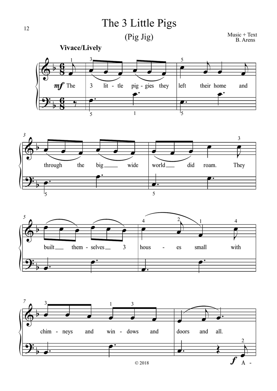 The Three Little Pigs (Pig Jig) Piano Method scores gallery preview page 2