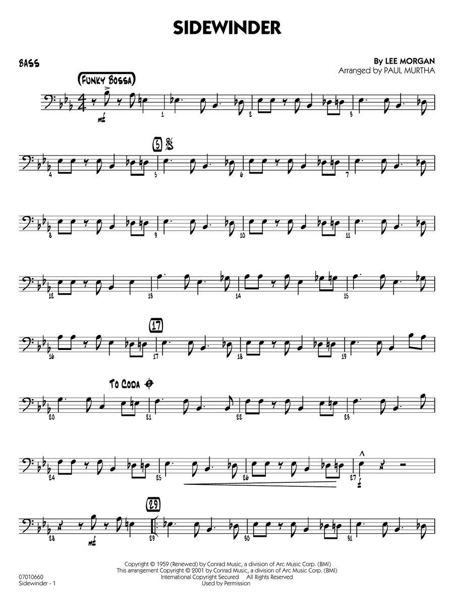 Sidewinder (arr. Paul Murtha) - Bass Jazz Ensemble scores gallery preview page 1
