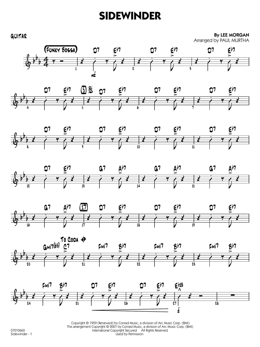 Sidewinder (arr. Paul Murtha) - Guitar Jazz Ensemble scores gallery preview page 1