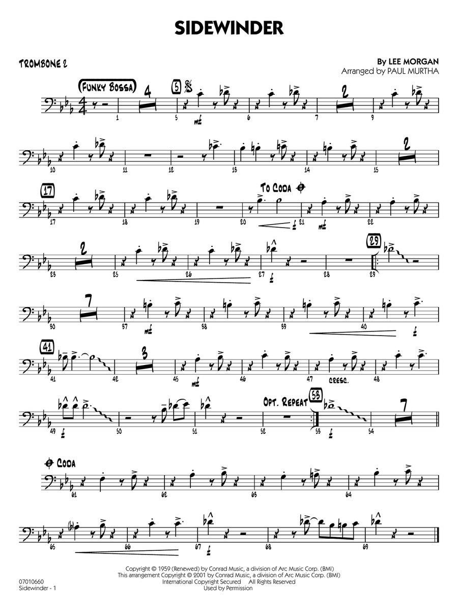 Sidewinder (arr. Paul Murtha) - Trombone 2 Jazz Ensemble scores gallery preview page 1