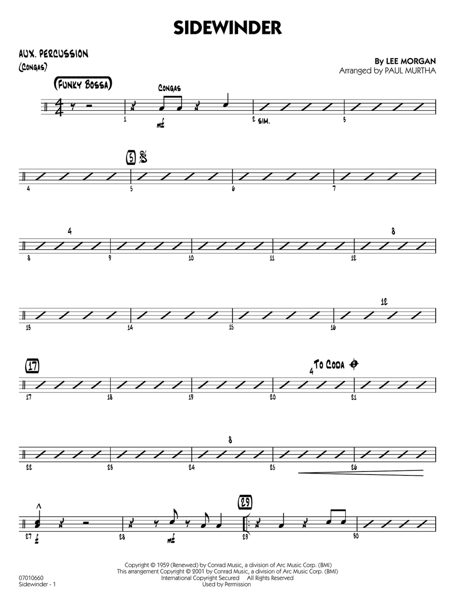 Sidewinder (arr. Paul Murtha) - Aux Percussion Jazz Ensemble scores gallery preview page 1