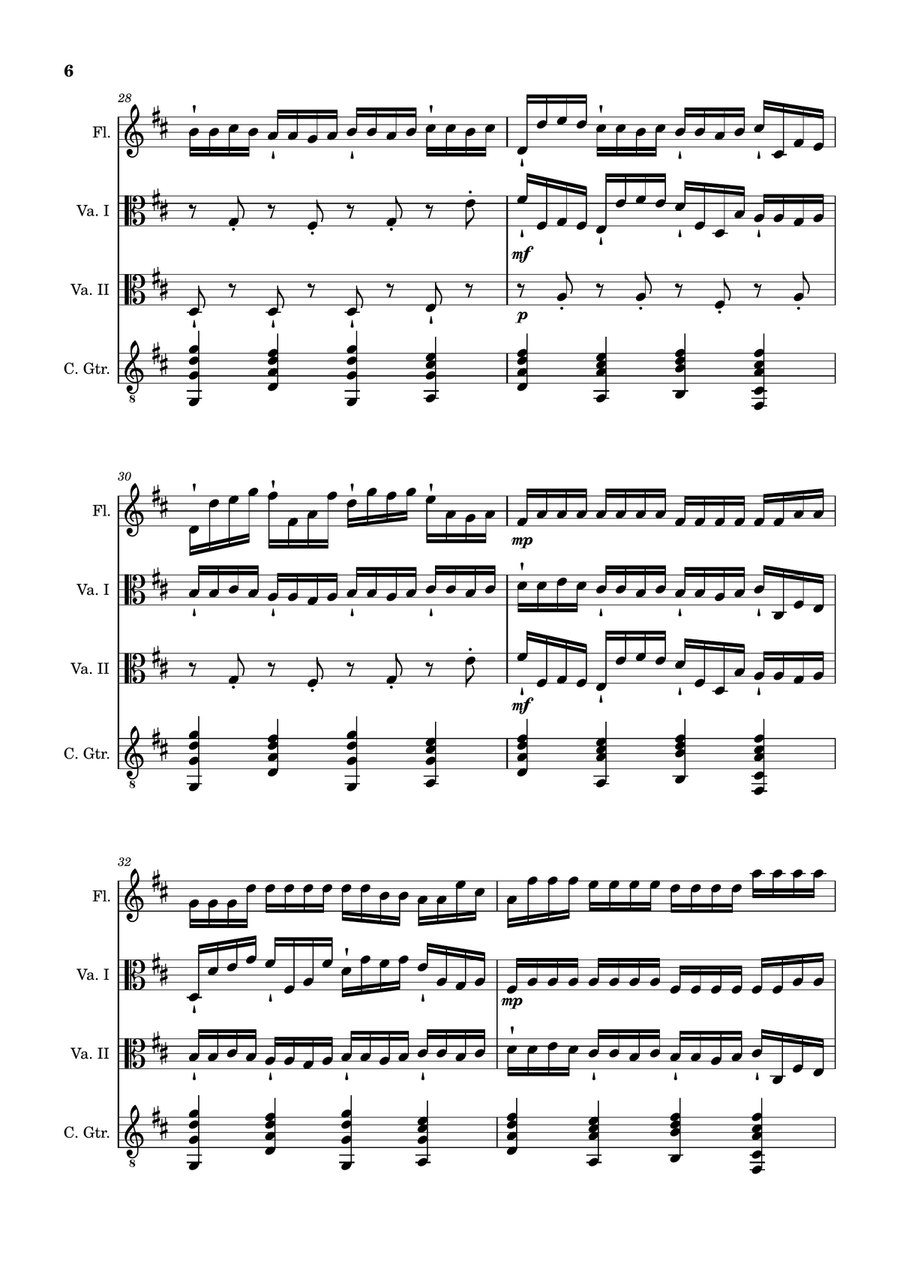 Canon in D Major, P.37; T.337. Arranged for Flute, Viola Duet and Classical Guitar. Score and Parts Small Ensemble scores gallery preview page 6
