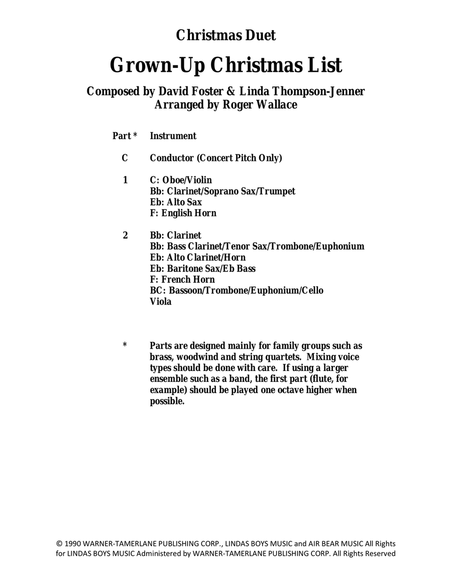 Grown-Up Christmas List Grown-Up Christmas List Brass Duet scores gallery preview page 1