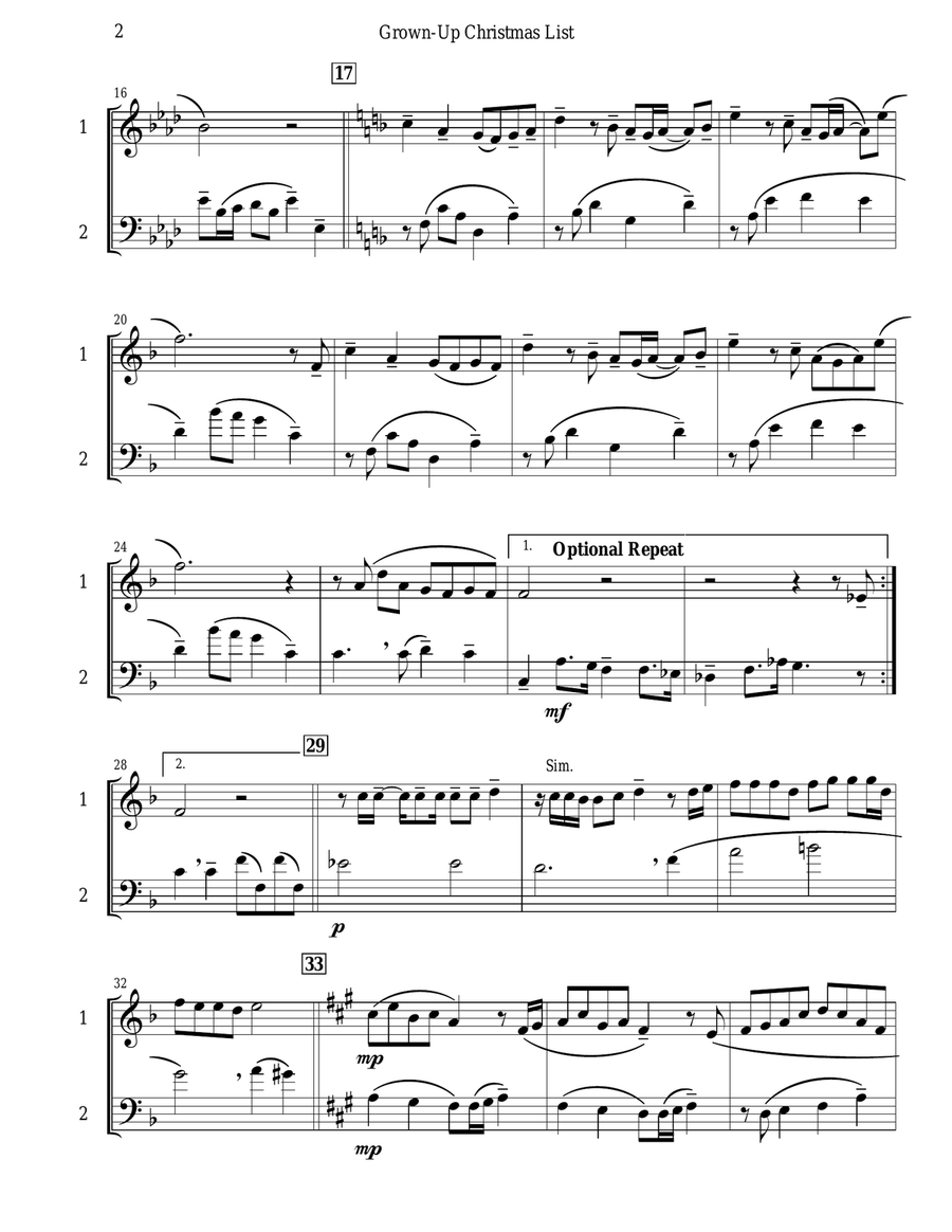 Grown-Up Christmas List Grown-Up Christmas List Brass Duet scores gallery preview page 3