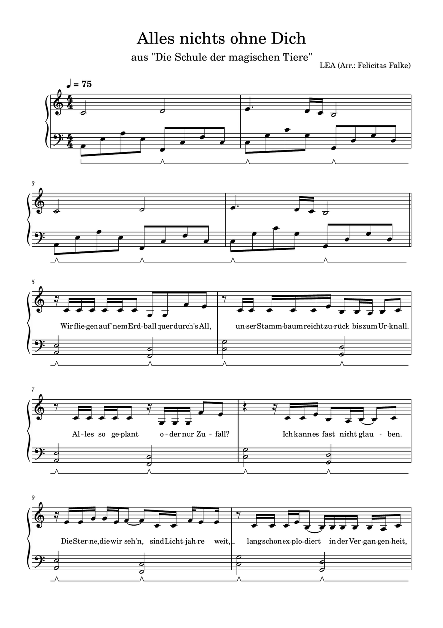 Alles Nichts Ohne Dich - Die Schule Der Easy Piano scores gallery preview page 1