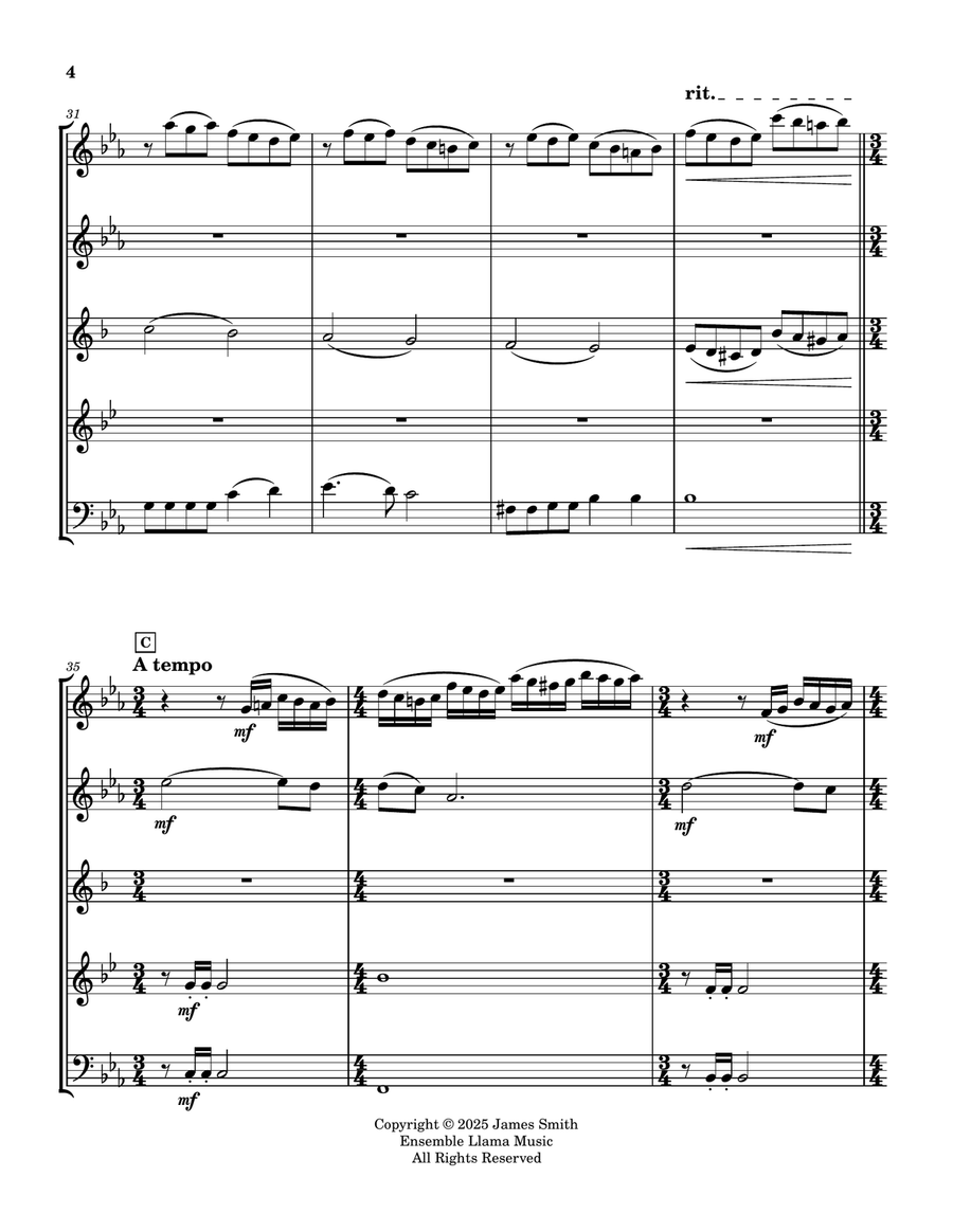 Satisfied With Jesus (Hymn) for Wind Quintet Woodwind Quintet scores gallery preview page 4