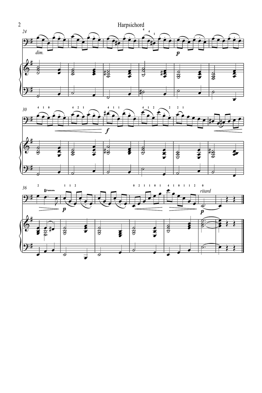 Andante from the Sonata in E minor for Contrabass Chamber Music scores gallery preview page 2