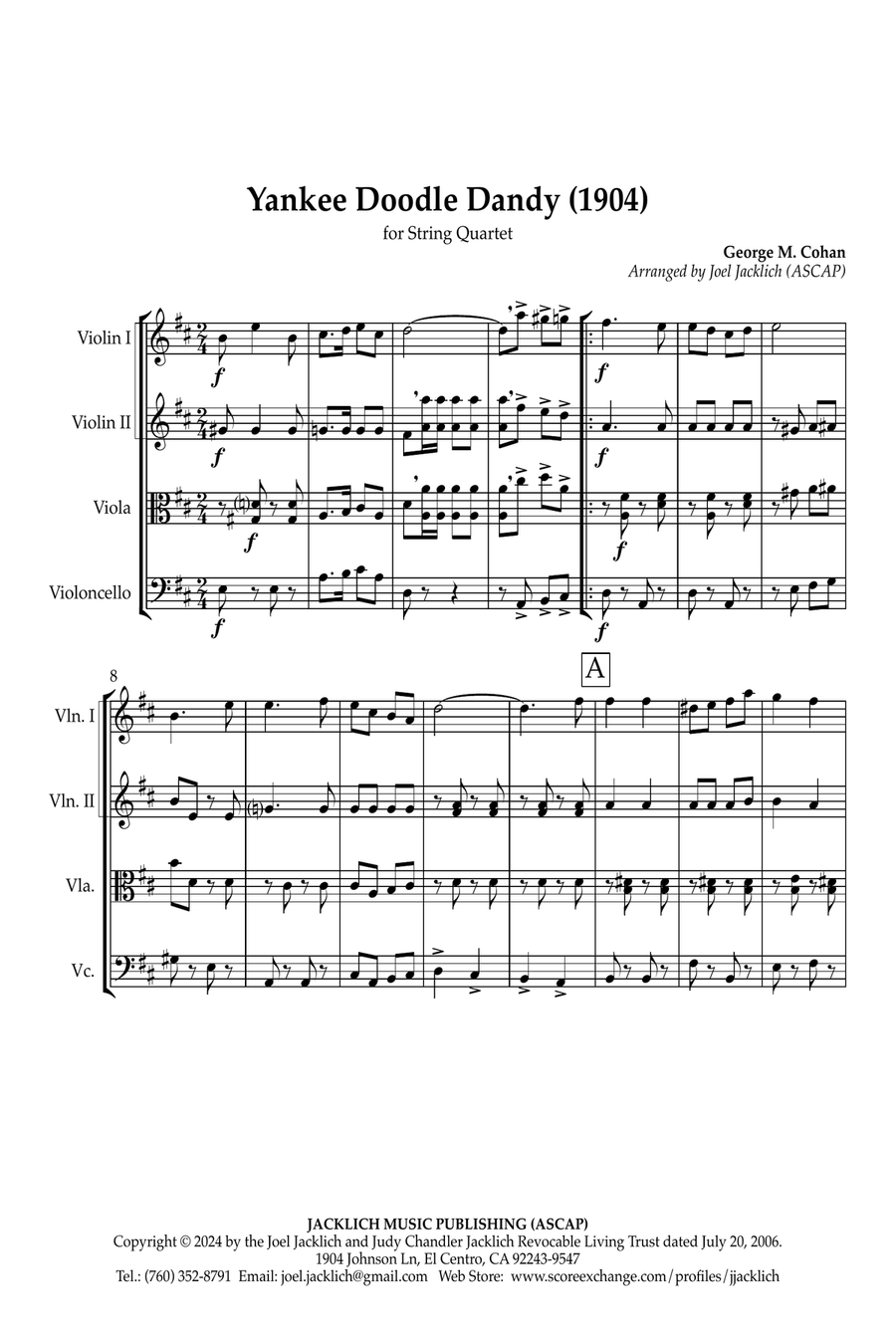 Yankee Doodle Dandy (1904) [Key of D] from the Broadway Musical 