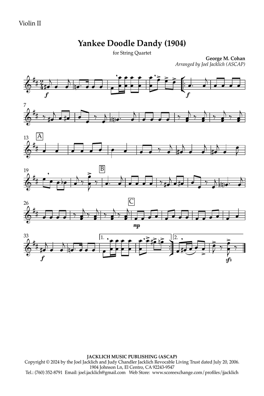 Yankee Doodle Dandy (1904) [Key of D] from the Broadway Musical 