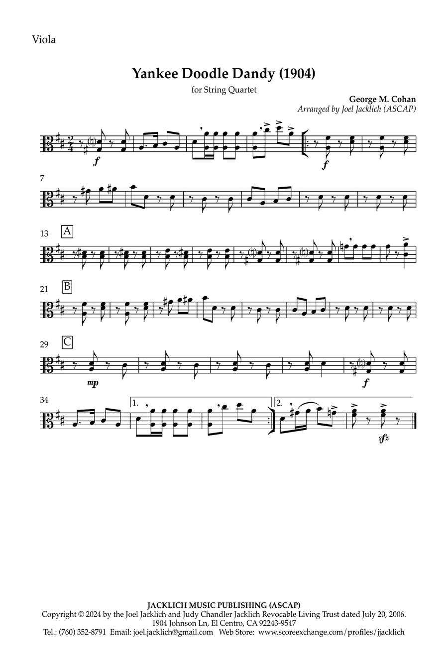 Yankee Doodle Dandy (1904) [Key of D] from the Broadway Musical 