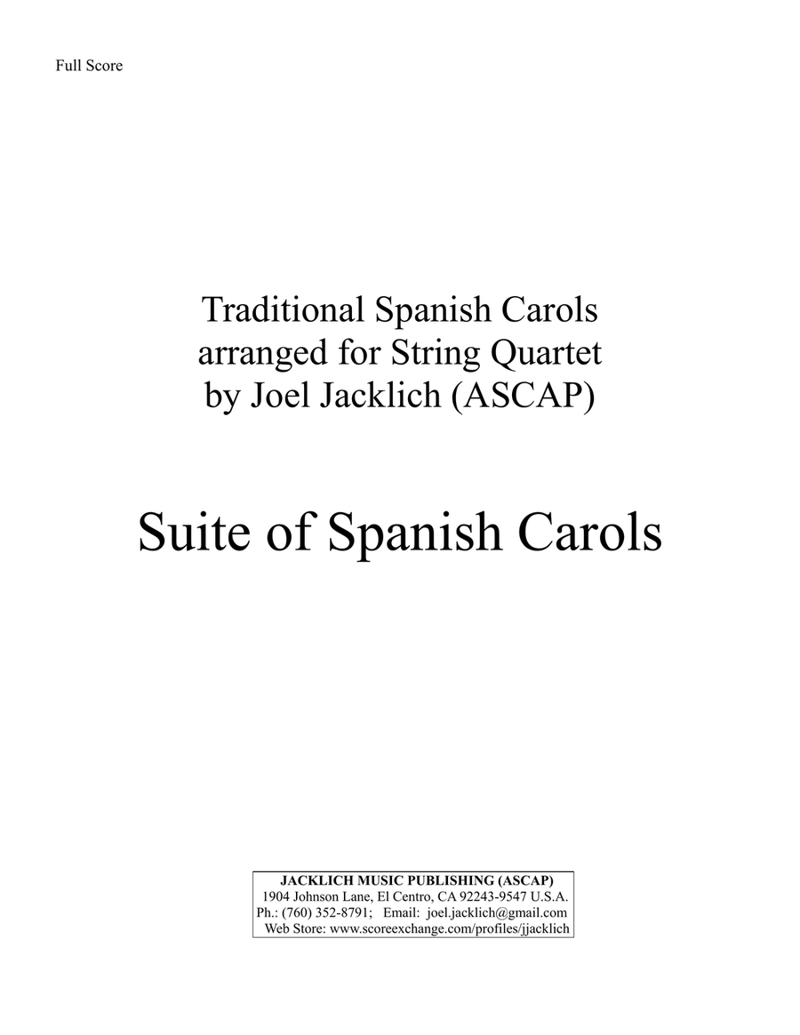 Suite of Spanish Carols for String Quartet String Quartet scores gallery preview page 1