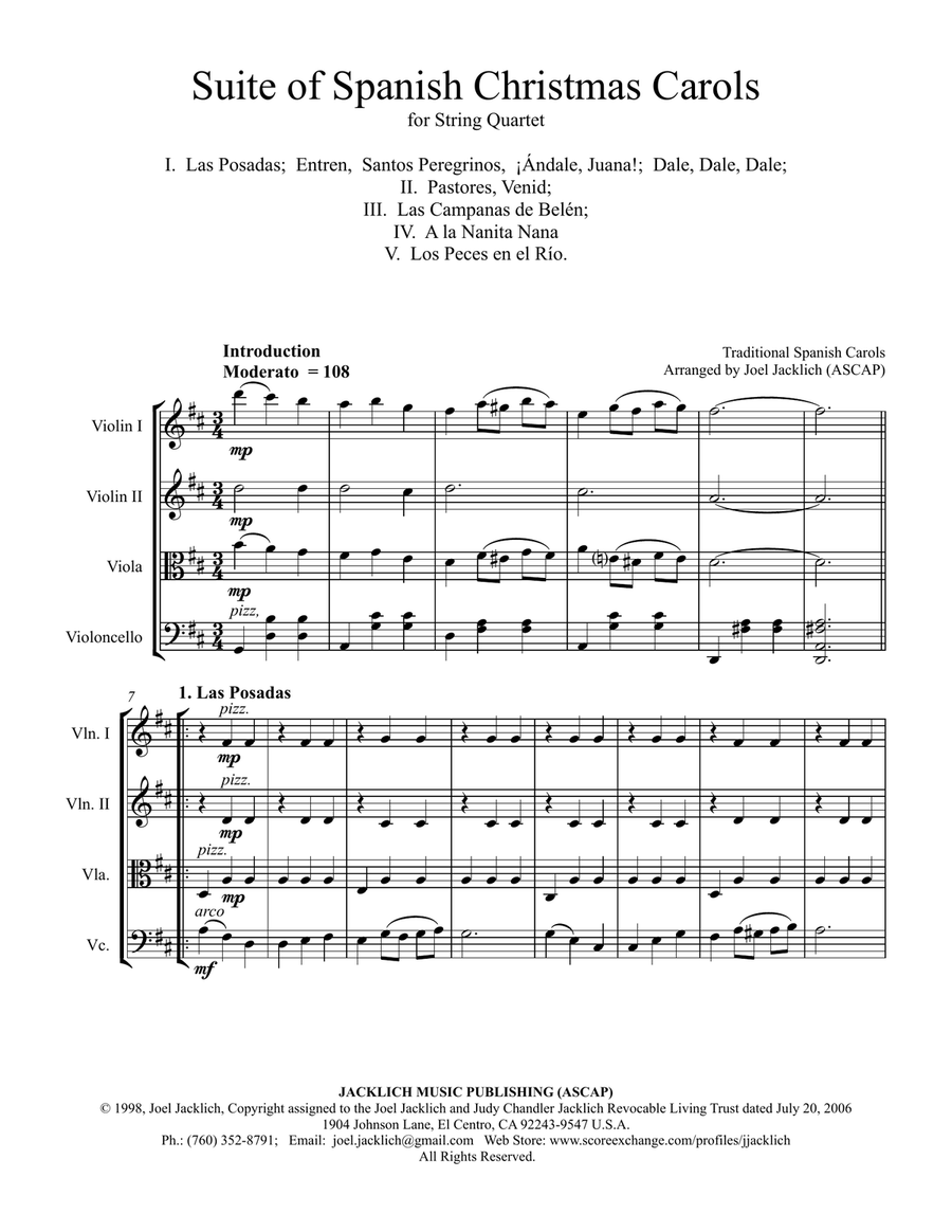 Suite of Spanish Carols for String Quartet String Quartet scores gallery preview page 2