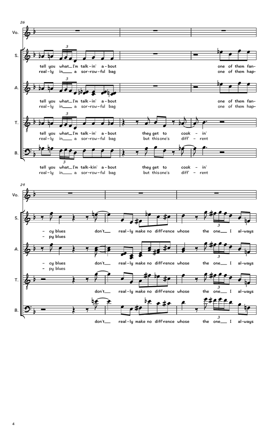 Billie's Bounce (Bill's Bounce) 4-Part scores gallery preview page 4