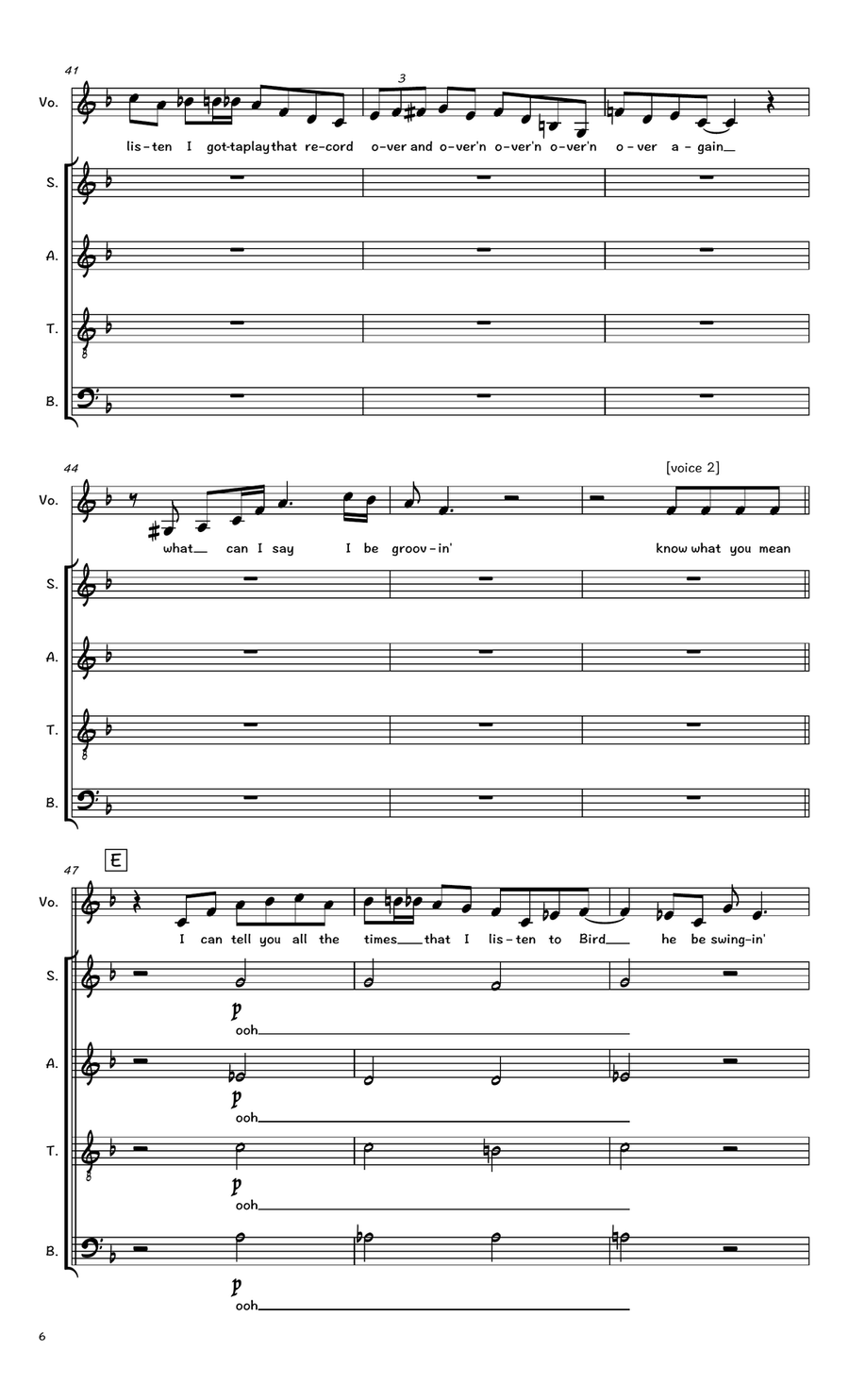 Billie's Bounce (Bill's Bounce) 4-Part scores gallery preview page 6
