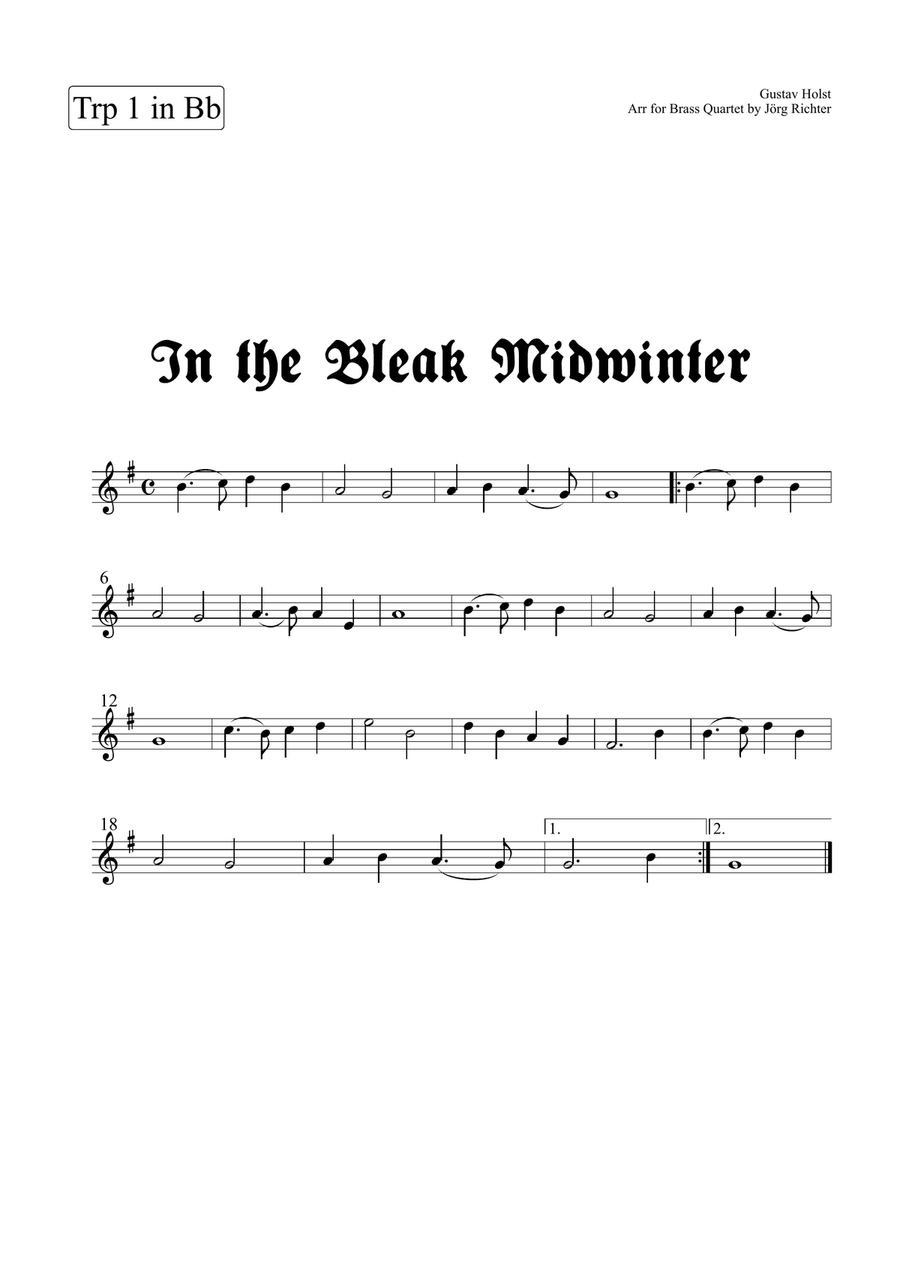 In the Bleak Midwinter for Brass Quartet Brass Quartet scores gallery preview page 4