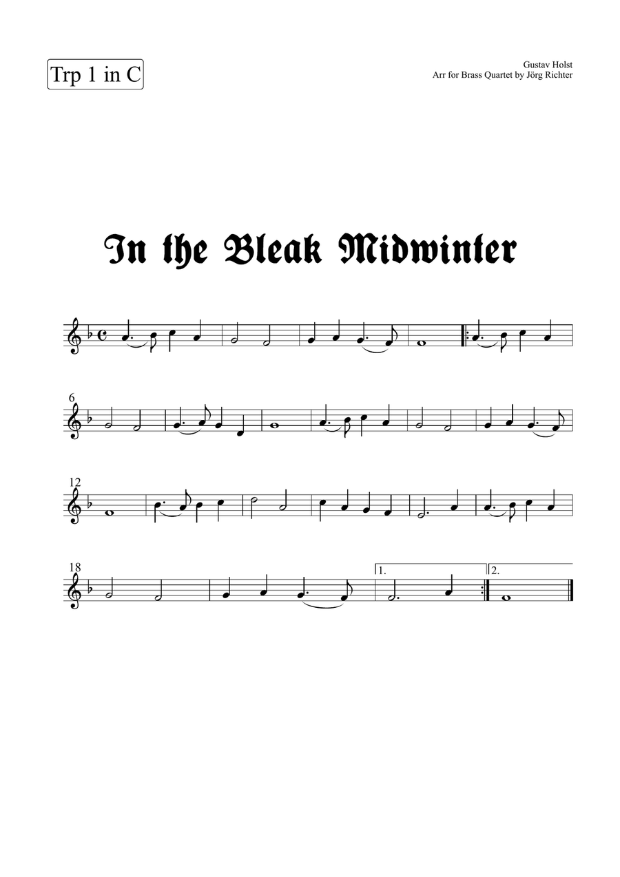 In the Bleak Midwinter for Brass Quartet Brass Quartet scores gallery preview page 5