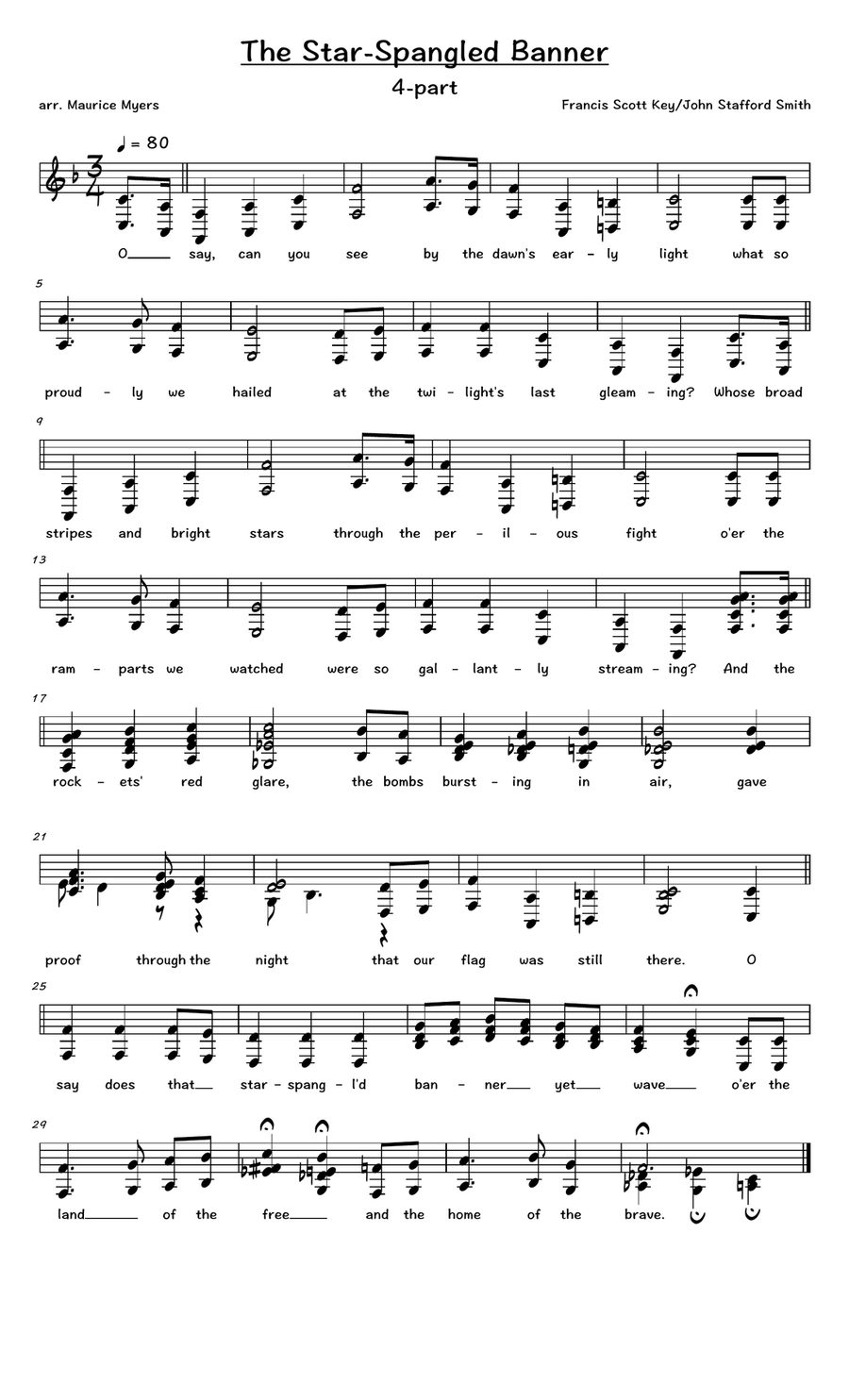 The Star Spangled Banner The Star Spangled Banner 4-Part scores gallery preview page 1