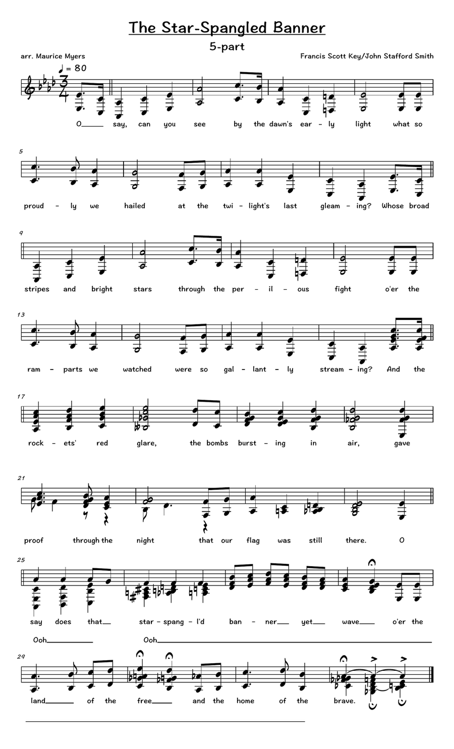The Star Spangled Banner The Star Spangled Banner Choir scores gallery preview page 1