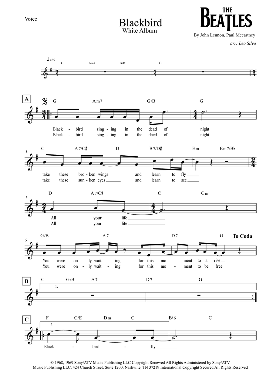 Blackbird Acoustic Guitar scores gallery preview page 1