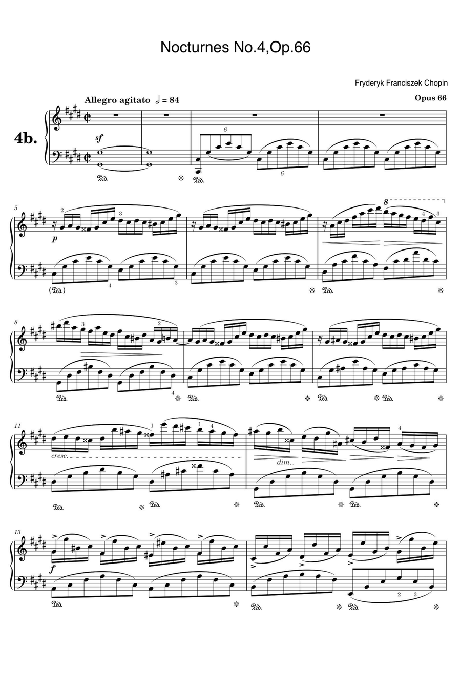 Nocturnes No.4,Op.66 - Fryderyk Franciszek Chopin Piano Solo scores gallery preview page 1