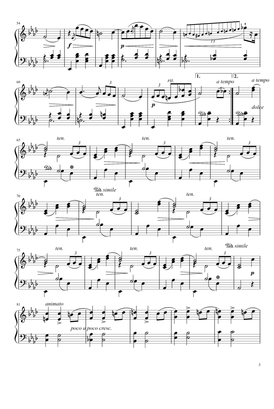 Waltz Op. 69 No. 1 - Fryderyk Franciszek Chopin Piano Solo scores gallery preview page 3