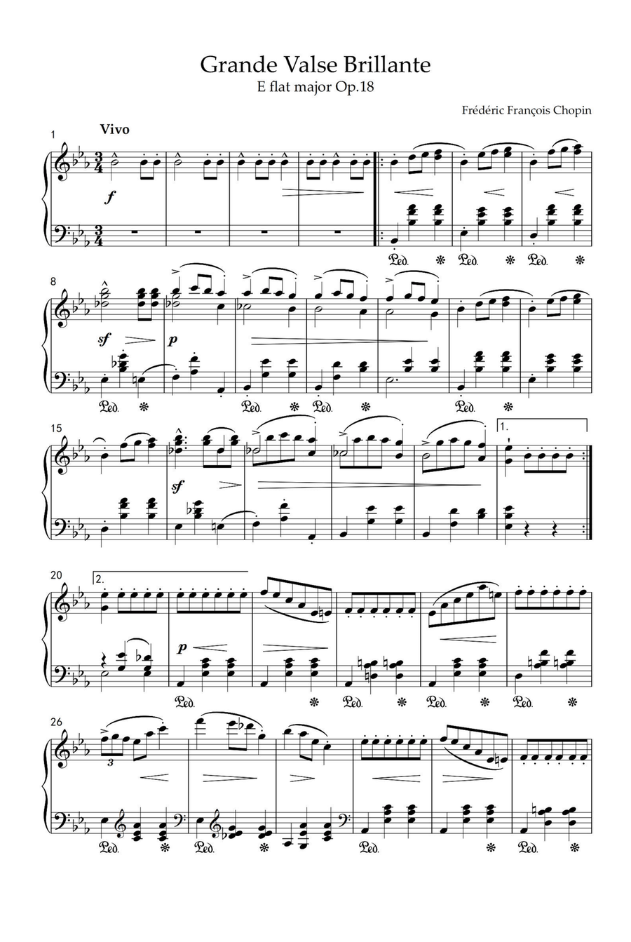 Grande Valse brillante Op18-No1 - Fryderyk Franciszek Chopin Piano Solo scores gallery preview page 1