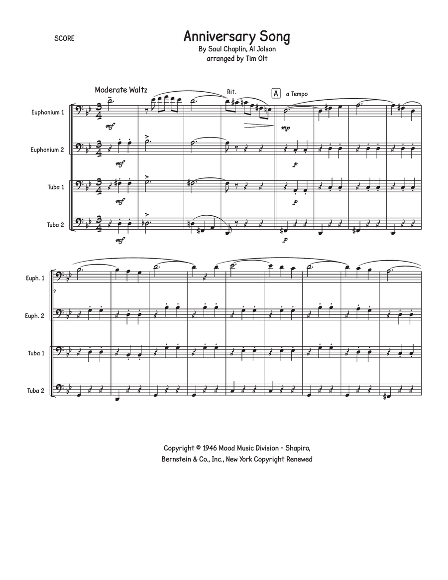 Anniversary Song Anniversary Song Brass Quartet scores gallery preview page 1