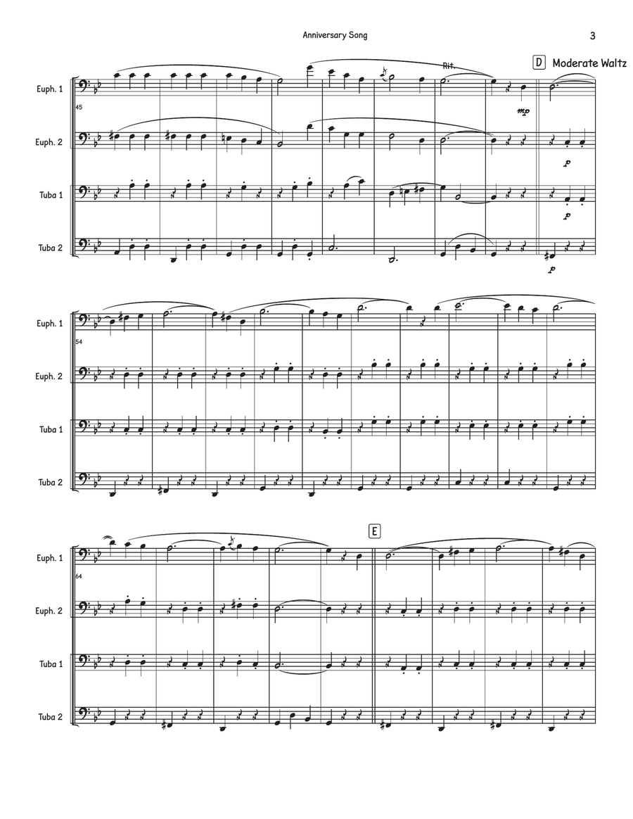 Anniversary Song Anniversary Song Brass Quartet scores gallery preview page 3