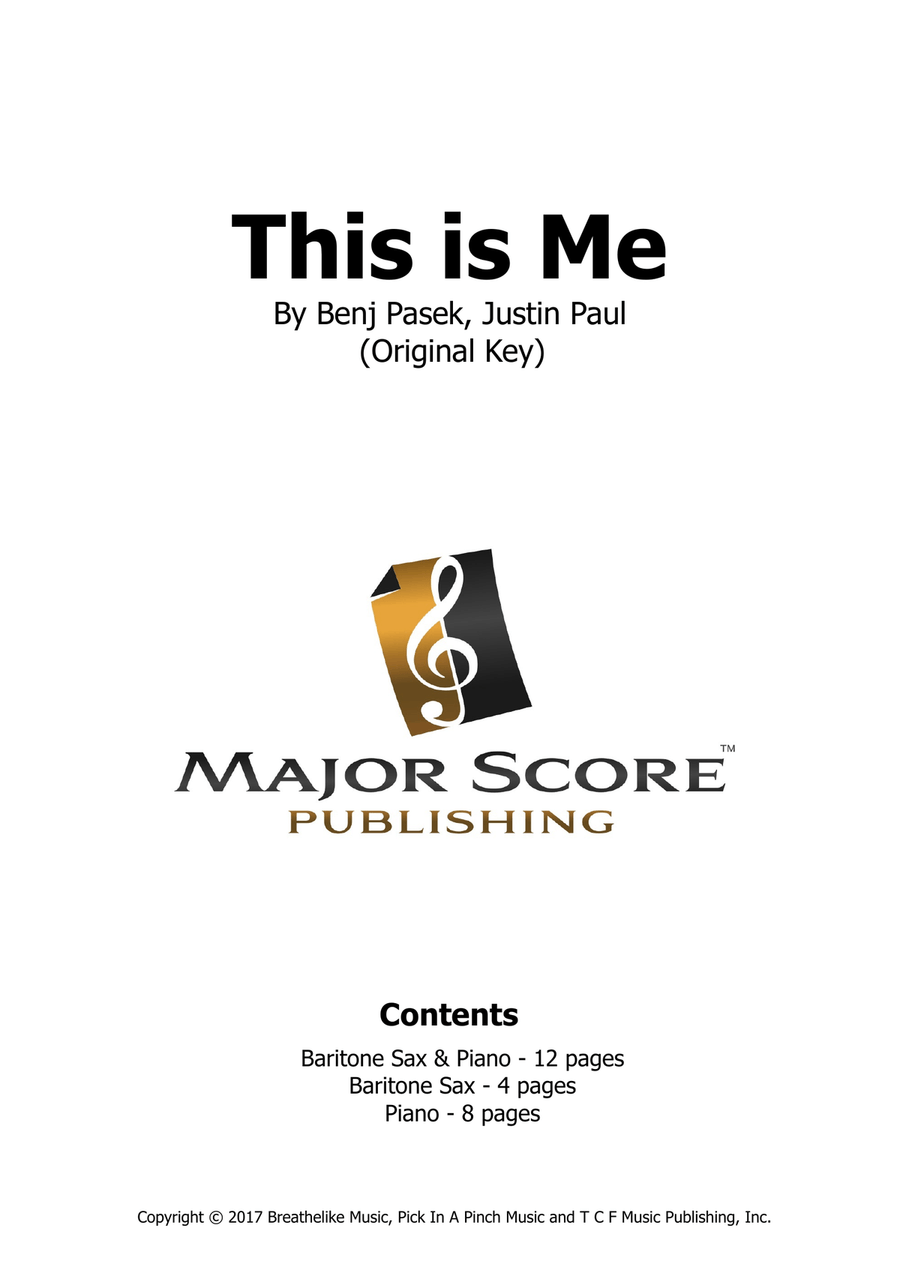 This Is Me Baritone Saxophone scores gallery preview page 1