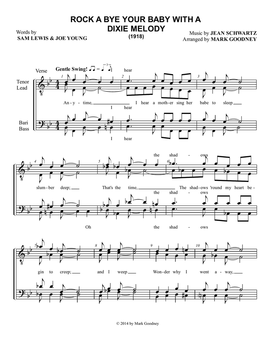 Rock A Bye Your Baby With A Dixie Melody TTBB scores gallery preview page 2
