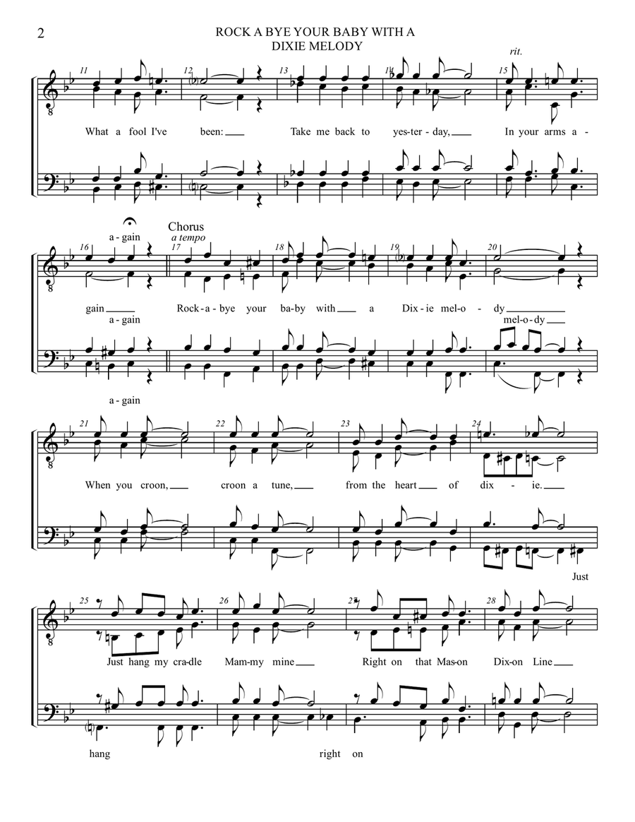 Rock A Bye Your Baby With A Dixie Melody TTBB scores gallery preview page 3
