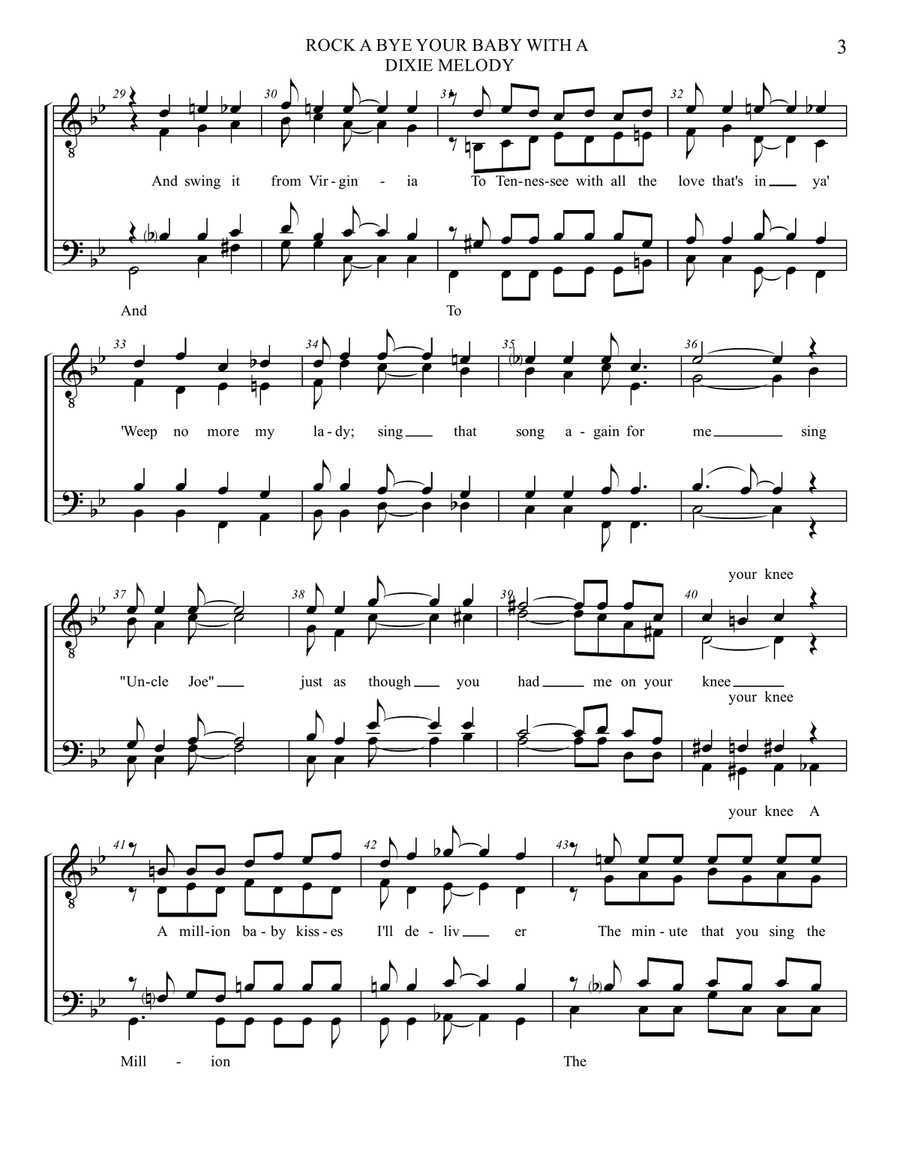 Rock A Bye Your Baby With A Dixie Melody TTBB scores gallery preview page 4
