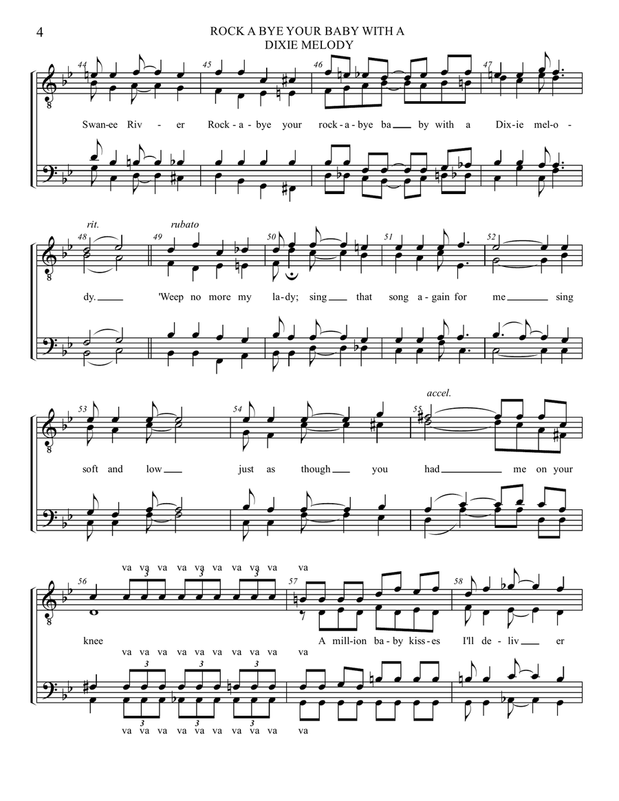 Rock A Bye Your Baby With A Dixie Melody TTBB scores gallery preview page 5