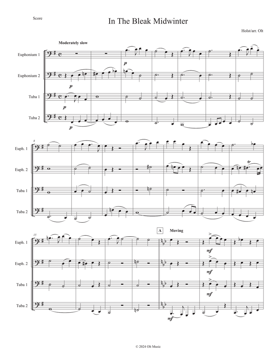 In The Bleak Midwinter In The Bleak Midwinter Brass Quartet scores gallery preview page 1