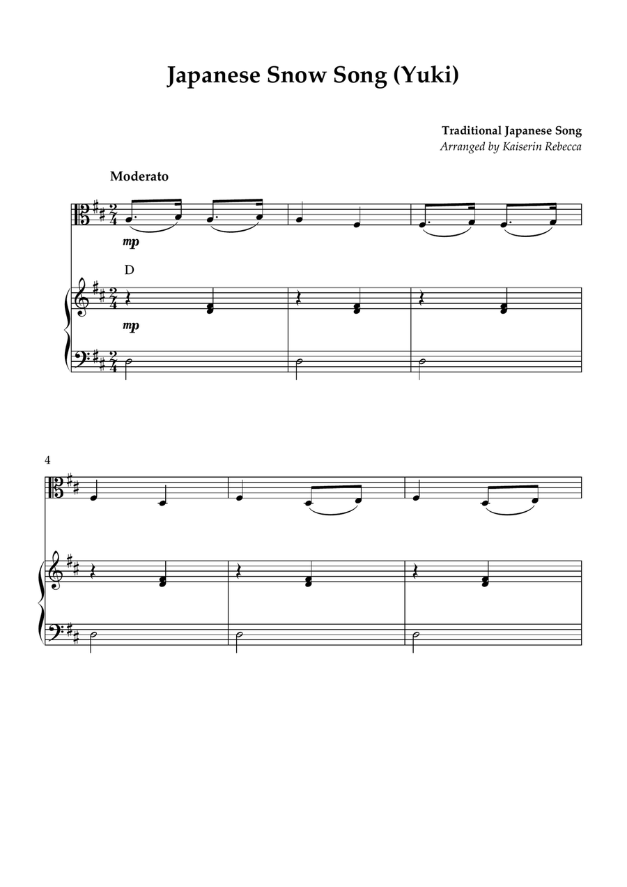 Japanese Snow Song (Yuki) Viola scores gallery preview page 1